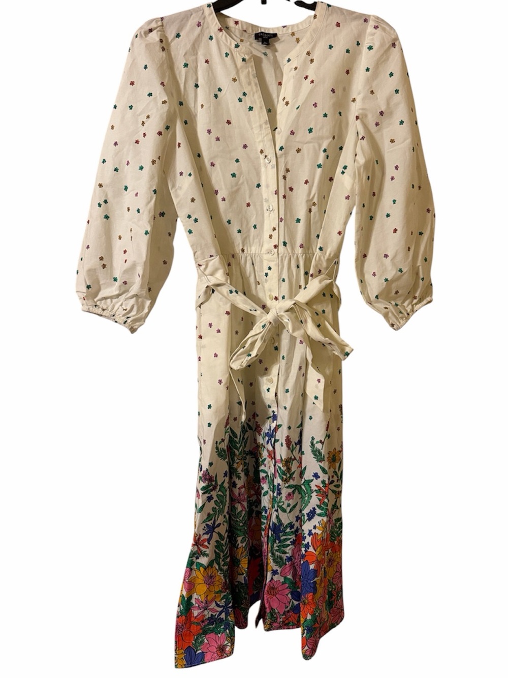 Talbots Blissful Floral Poplin Midi Shirt Dress 100% Cotton Size 8 Petite 8P